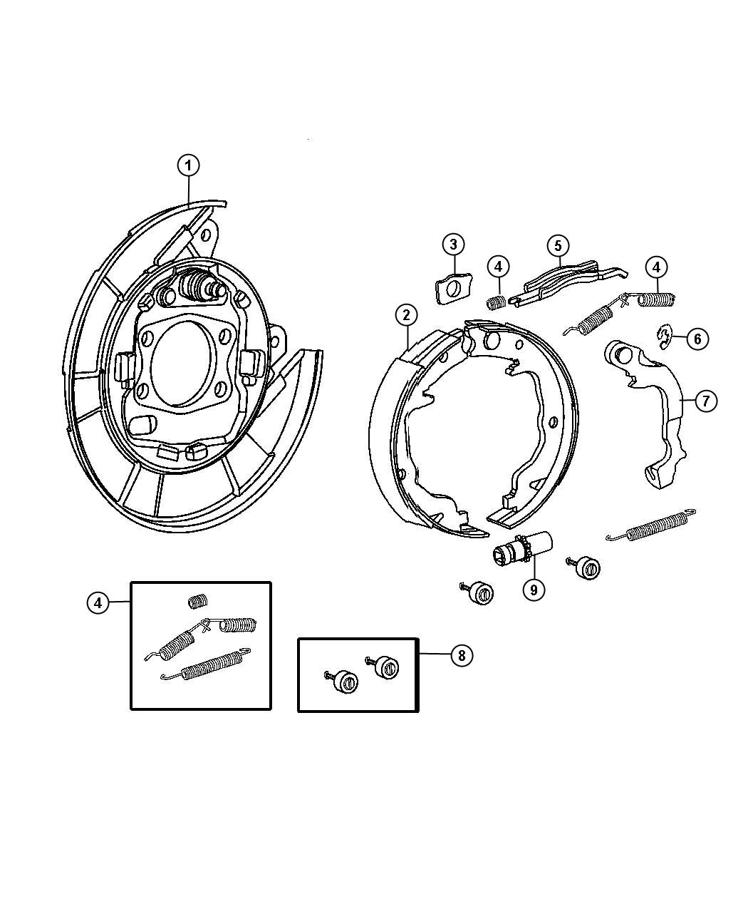 Diagram Park Brake Assembly,Rear Disc. for your Jeep Grand Cherokee 5.7L V8 4X4 