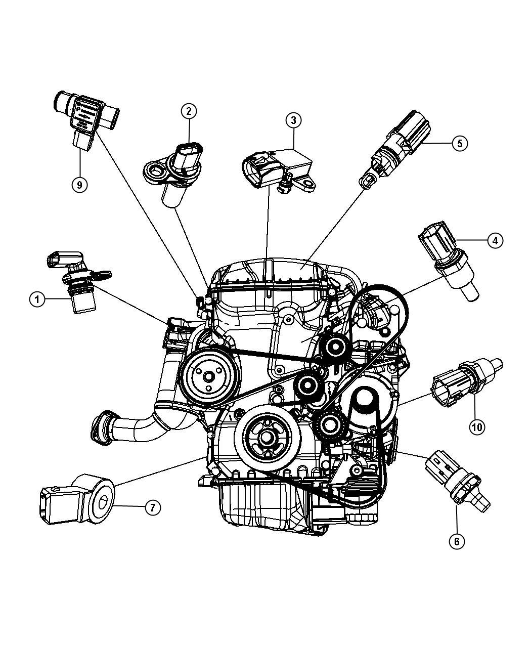 Diagram Sensors, Engine. for your 2012 Chrysler 200   