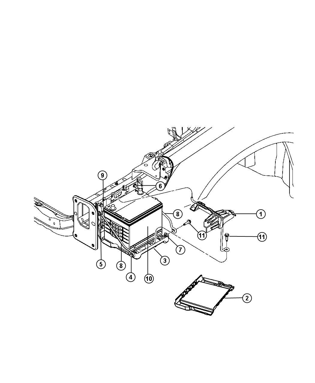 Diagram Battery Tray and Support. for your Chrysler 200  