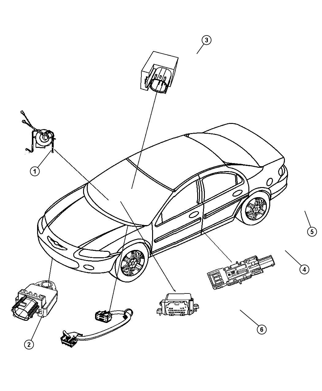 Diagram Air Bag Modules, Impact Sensors and Clock Spring. for your Chrysler 300  M