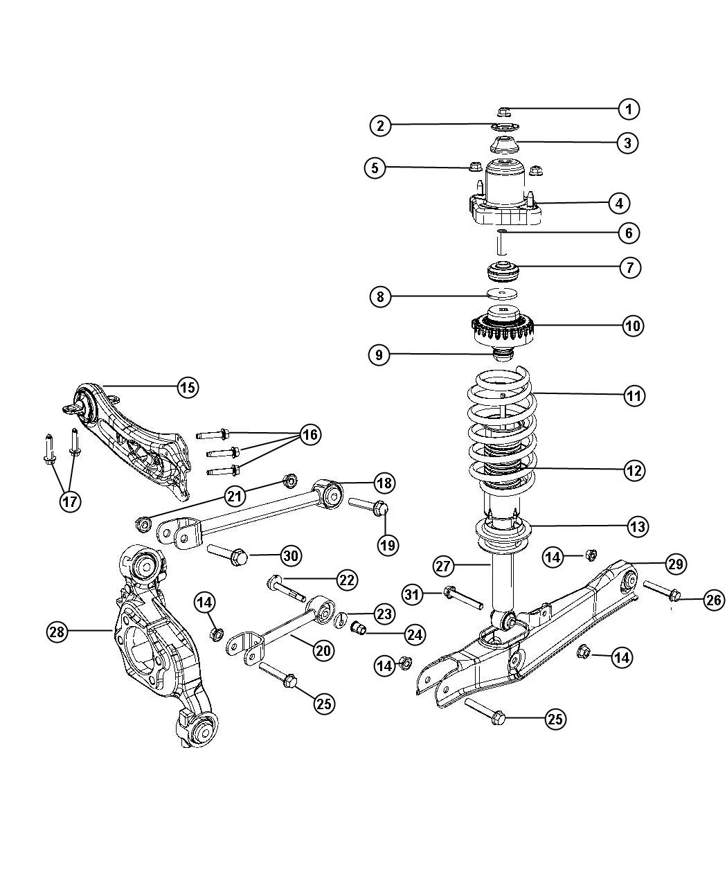 Diagram Suspension, Rear. for your 2003 Chrysler 300 M  