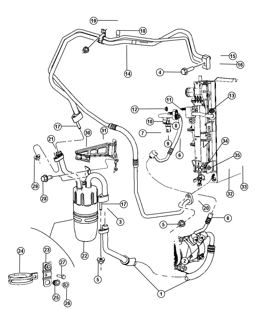 Diagram A/C Plumbing. for your 2004 Chrysler 300 M  