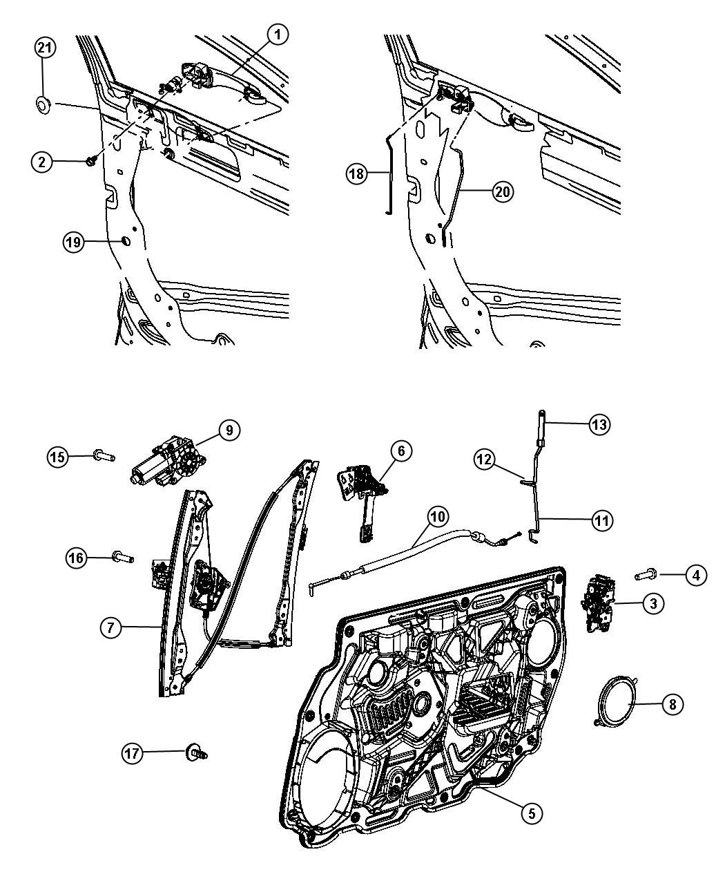 Diagram Front Door, Hardware Components. for your Chrysler 300 M 