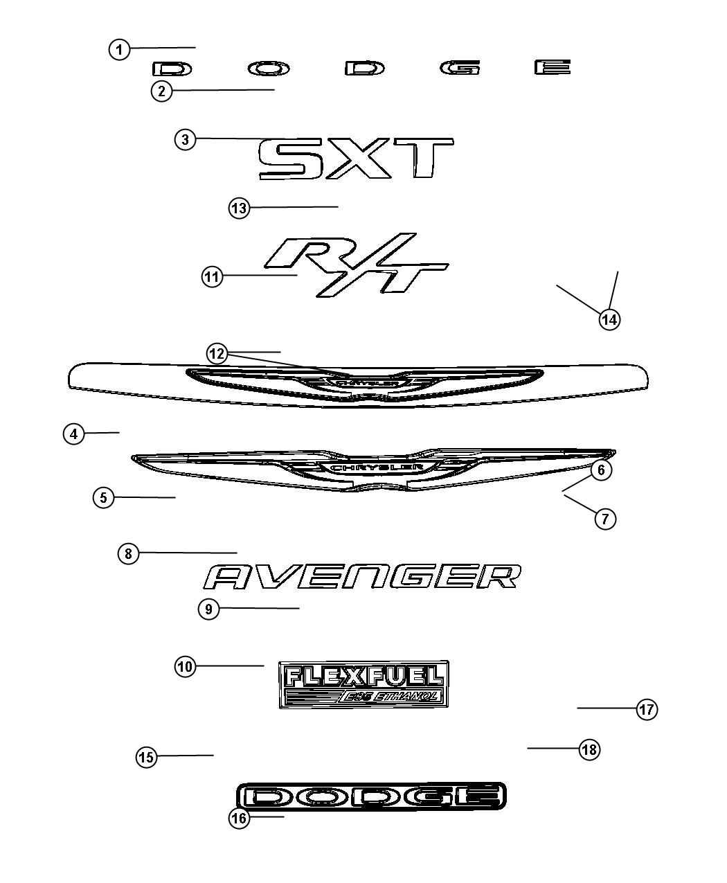 Diagram Nameplates, Emblems, Medallions and Decals. for your Chrysler