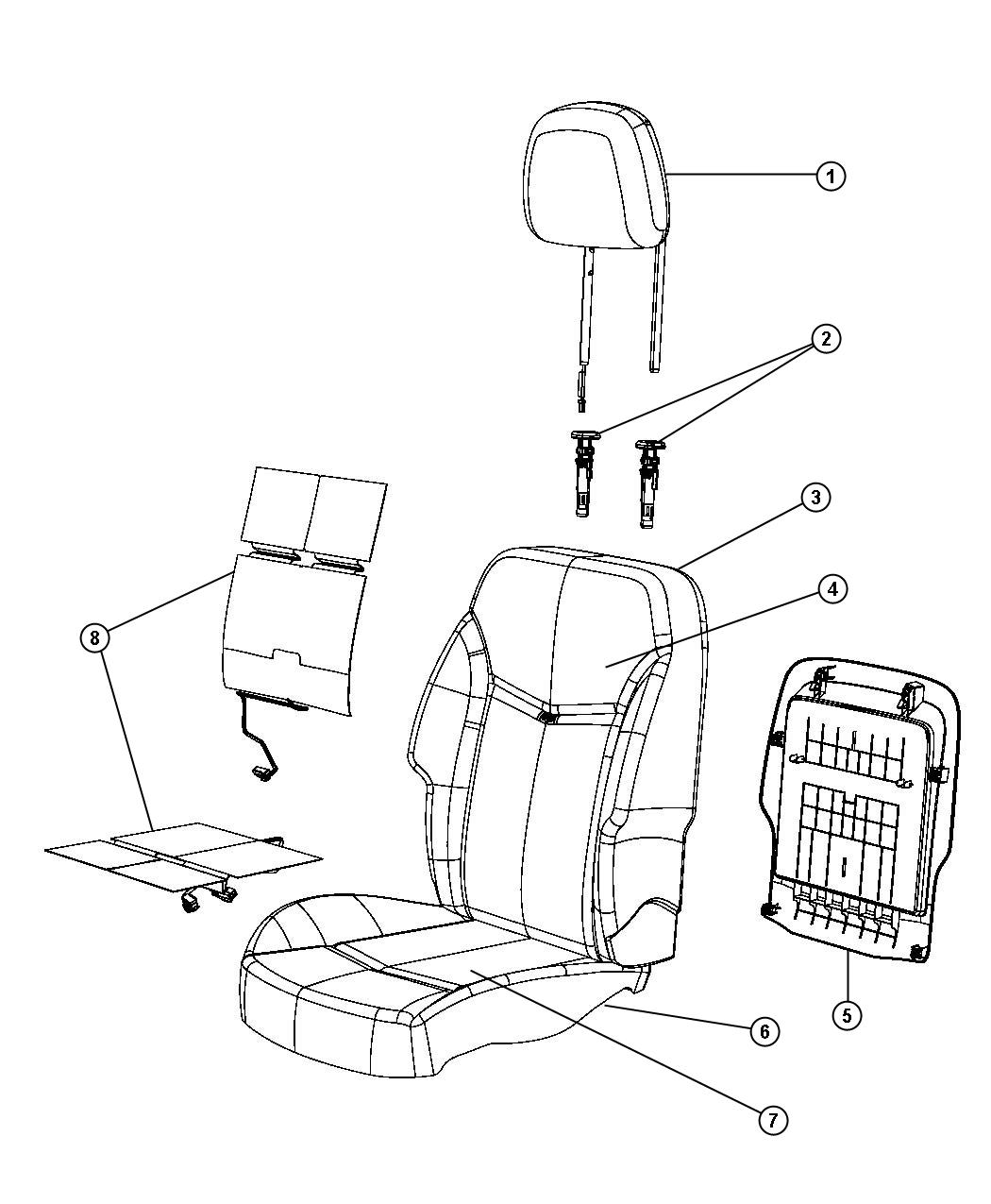 Diagram Front Seat - Bucket - Trim Code [C7]. for your Dodge