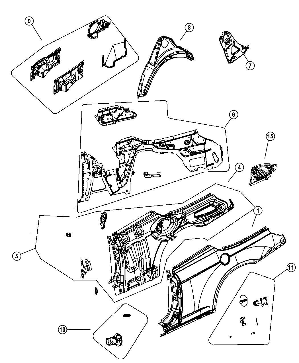 Diagram Quarter Panel - 27-Body. for your Chrysler 200  