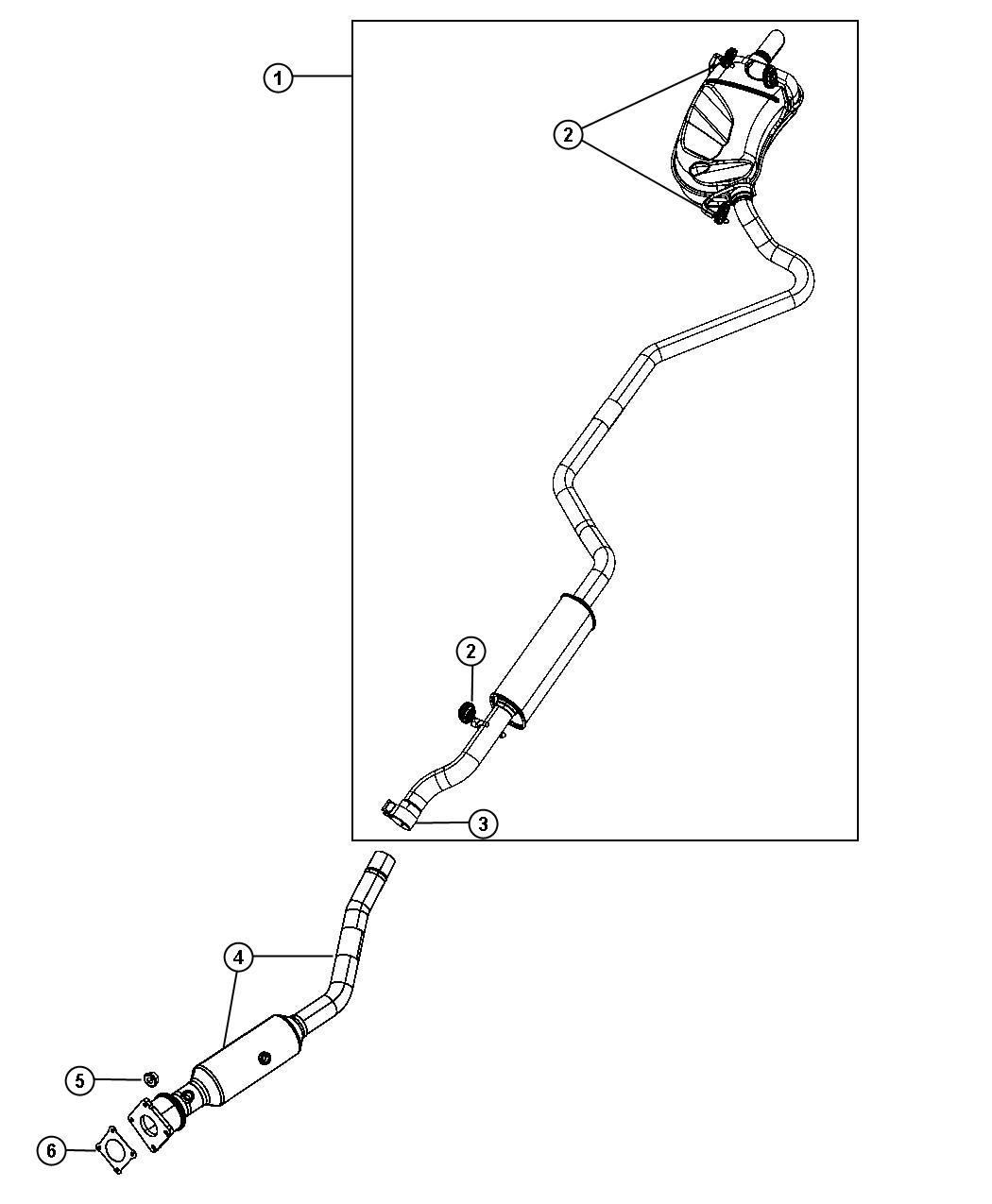 Diagram Exhaust System 2.4L [2.4L 4 Cyl DOHC 16V Dual VVT Engine]. for your 2007 Dodge Grand Caravan   