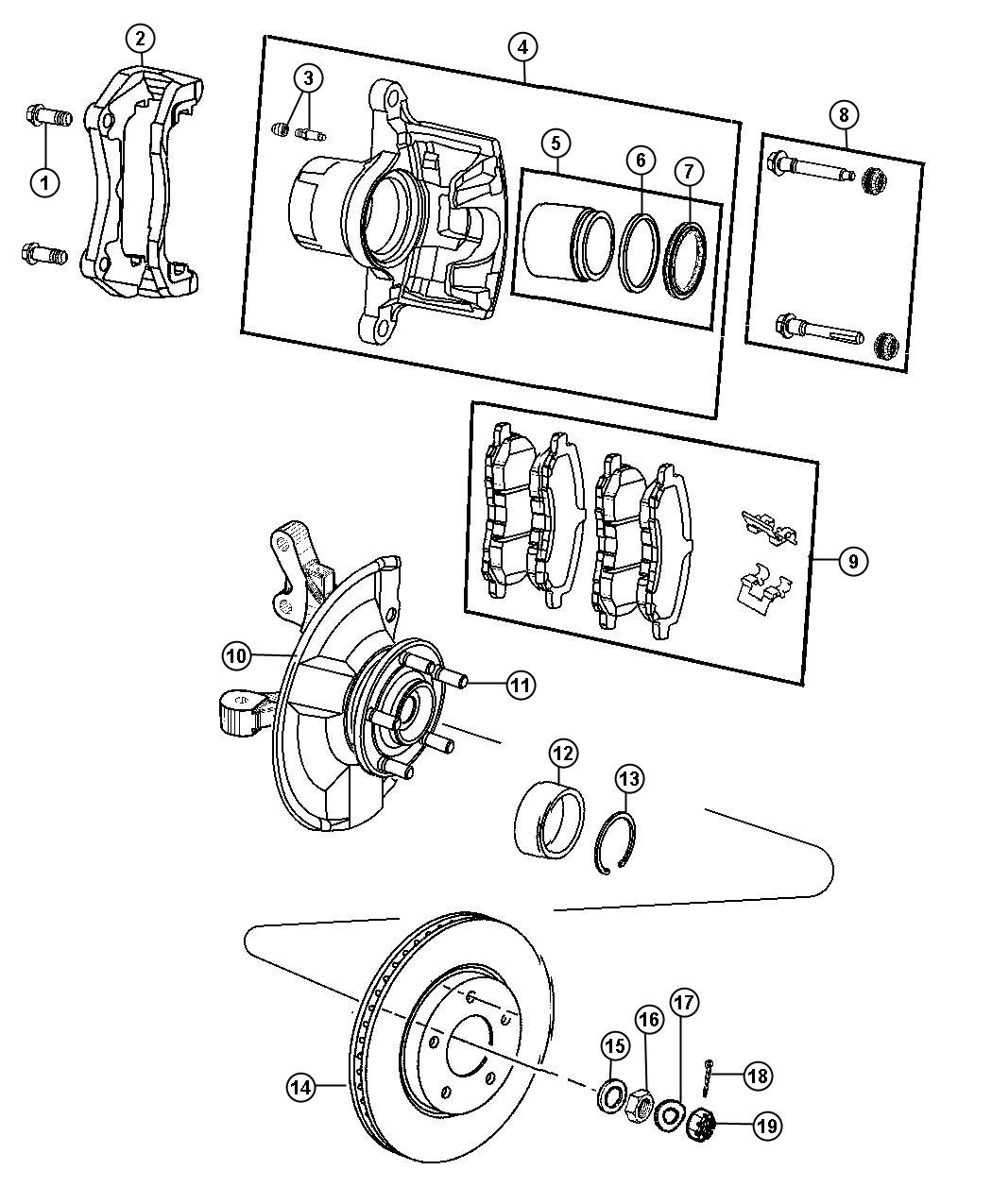 Diagram Brakes, Front. for your Jeep