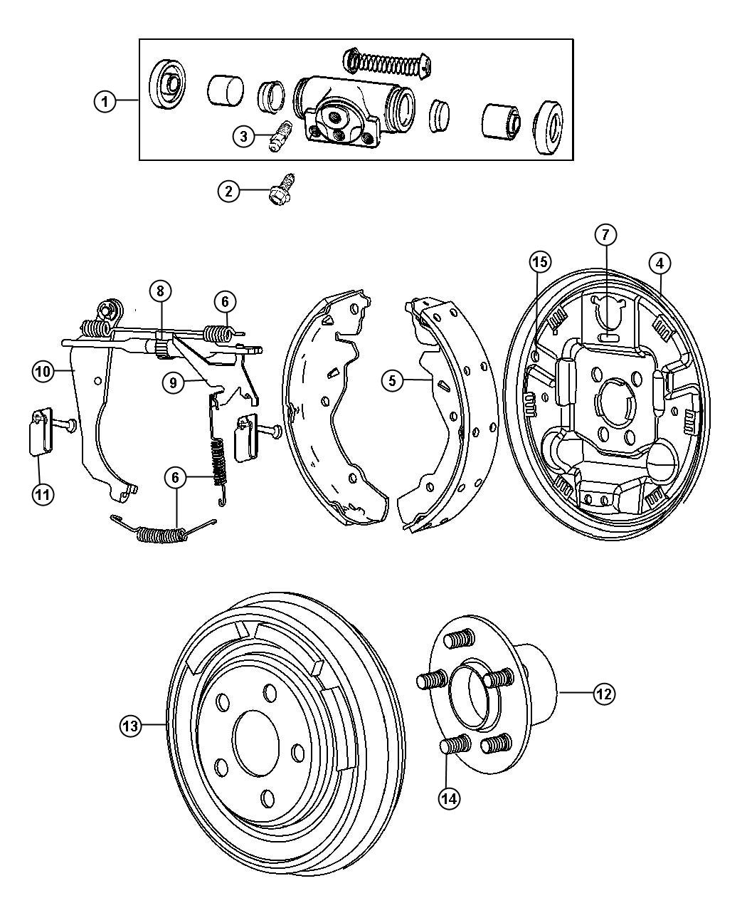 Diagram Brakes, Rear, Drum. for your Jeep Patriot  