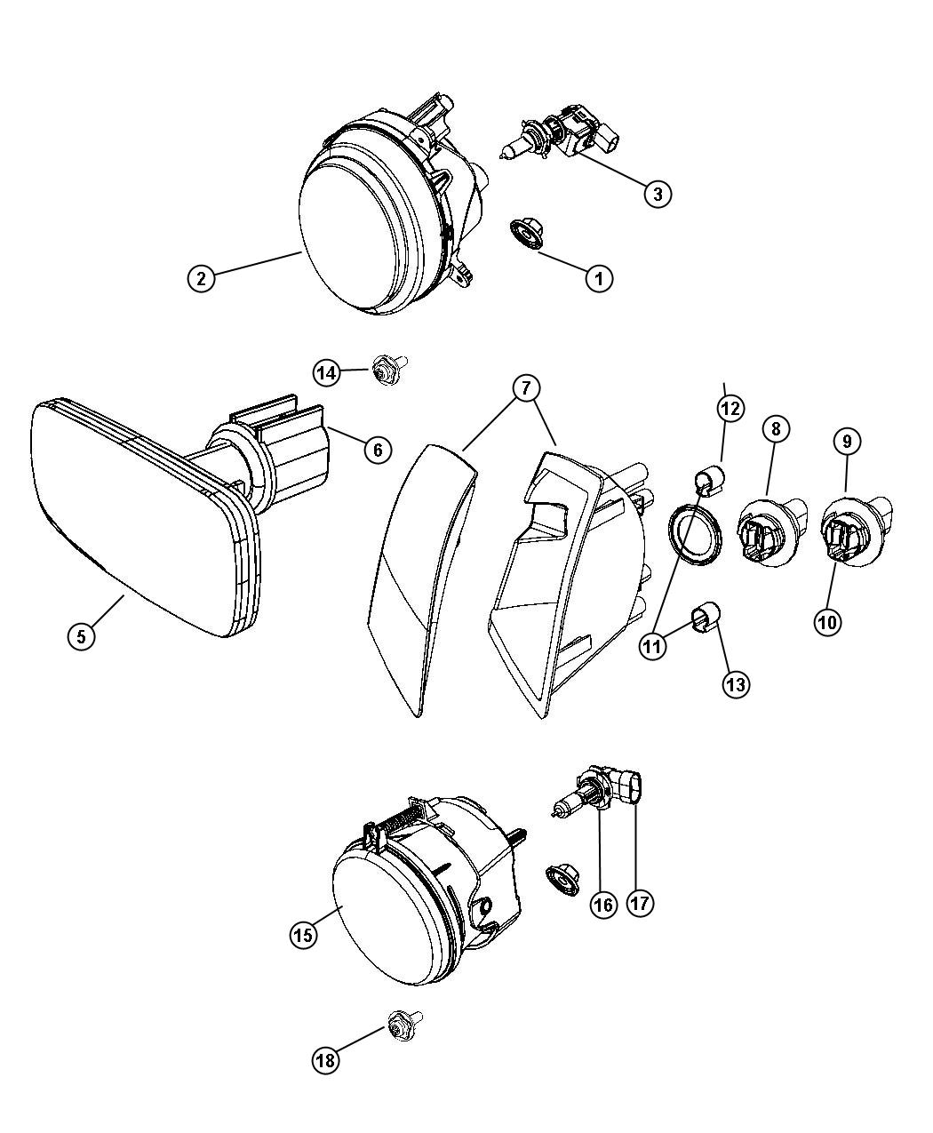 Diagram Lamps Front. for your Jeep