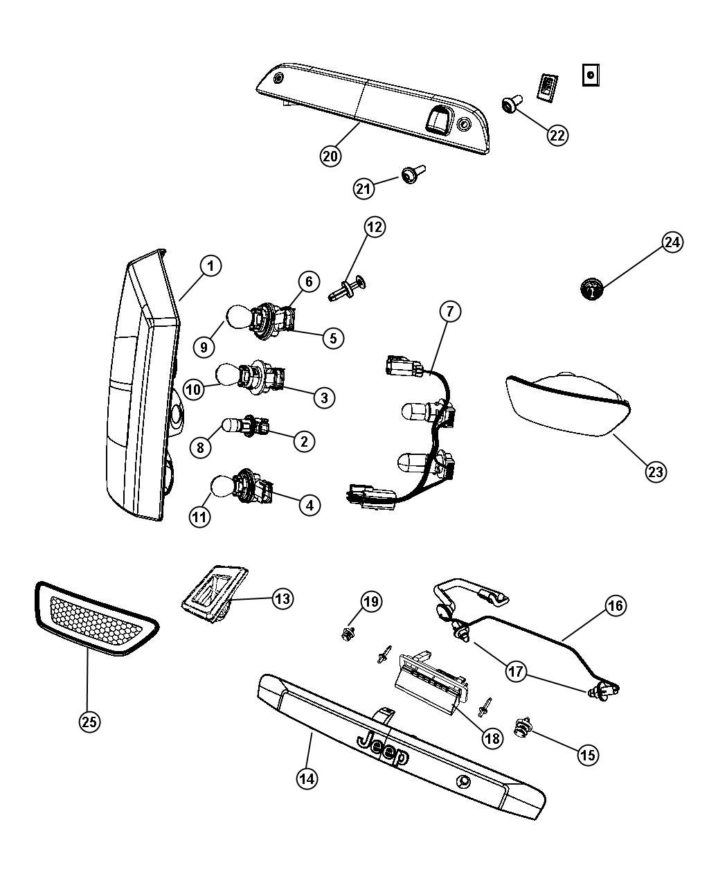 Diagram Lamps Rear. for your Jeep