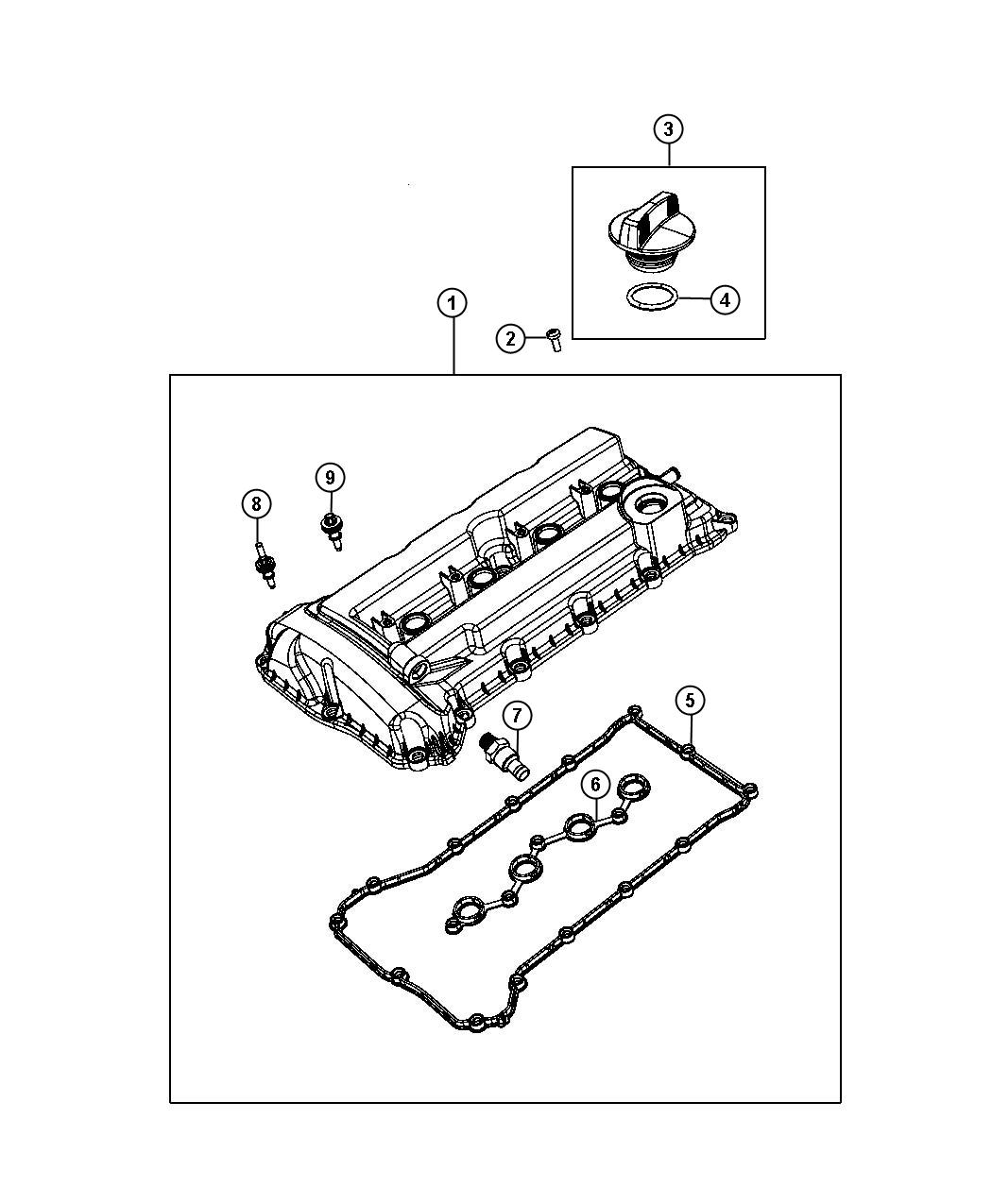 Diagram Cylinder Head Cover 2.0L [2.0L I4 DOHC 16V Dual VVT Engine]. for your 2012 Jeep Patriot   