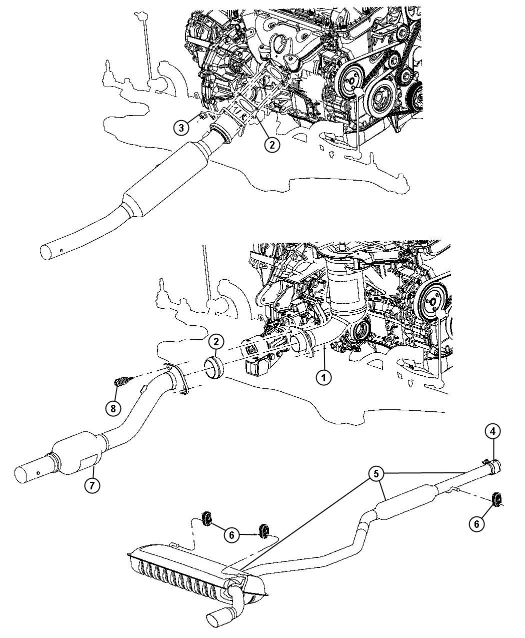 Exhaust System 2.4L [2.4L I4 DOHC 16V Dual VVT Engine]. Diagram