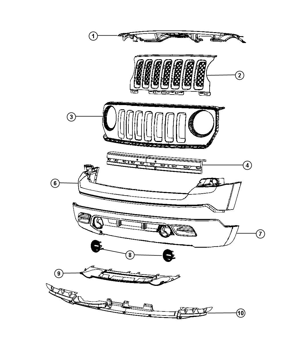 Diagram Fascia, Front, Patriot. for your Jeep