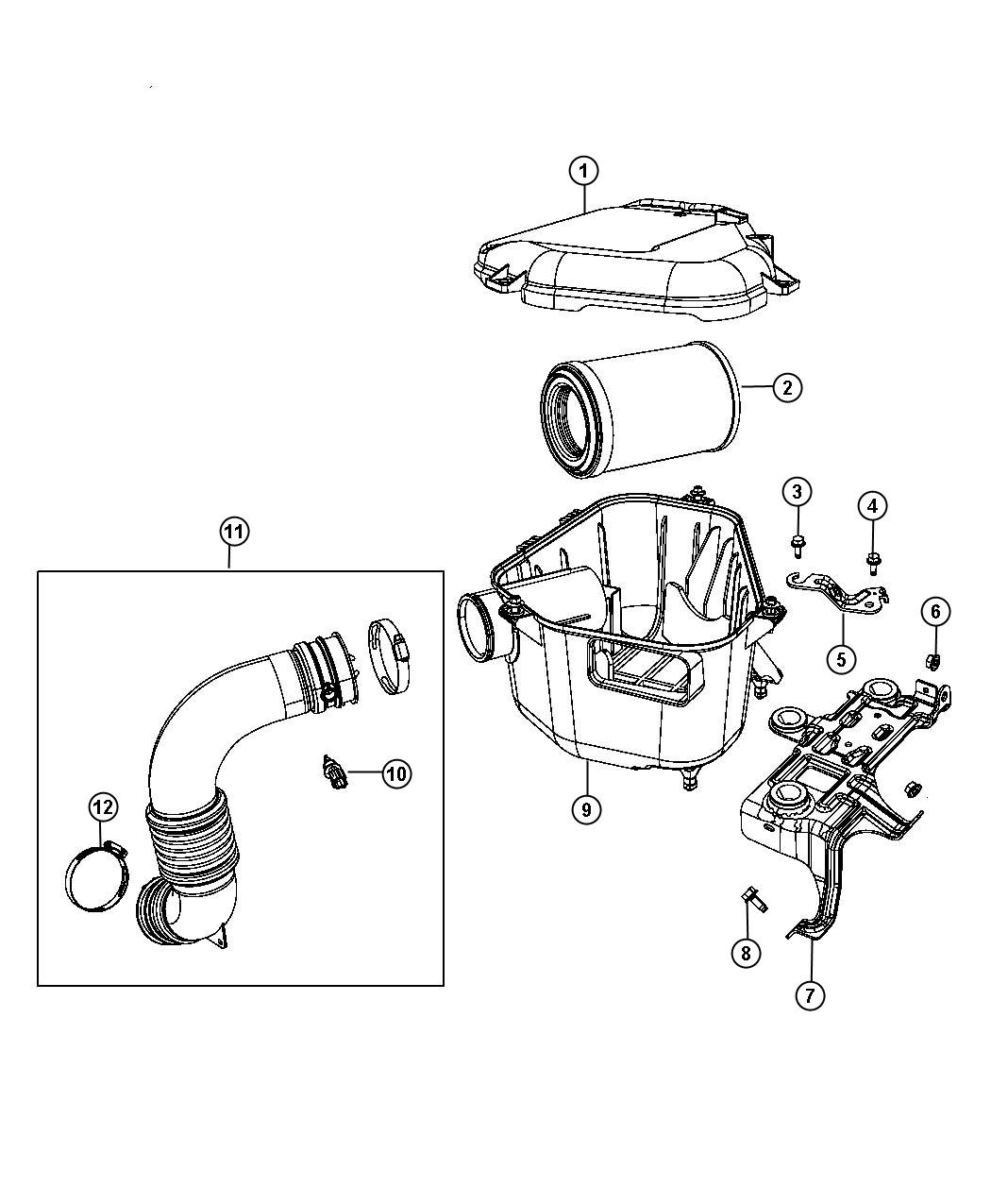 Diagram Air Cleaner, 2.0L [2.0L I4 DOHC 16V Dual VVT Engine] [No Description Available], 2.4L [2.4L I4 DOHC 16V DUAL VVT ENGINE]. for your Jeep