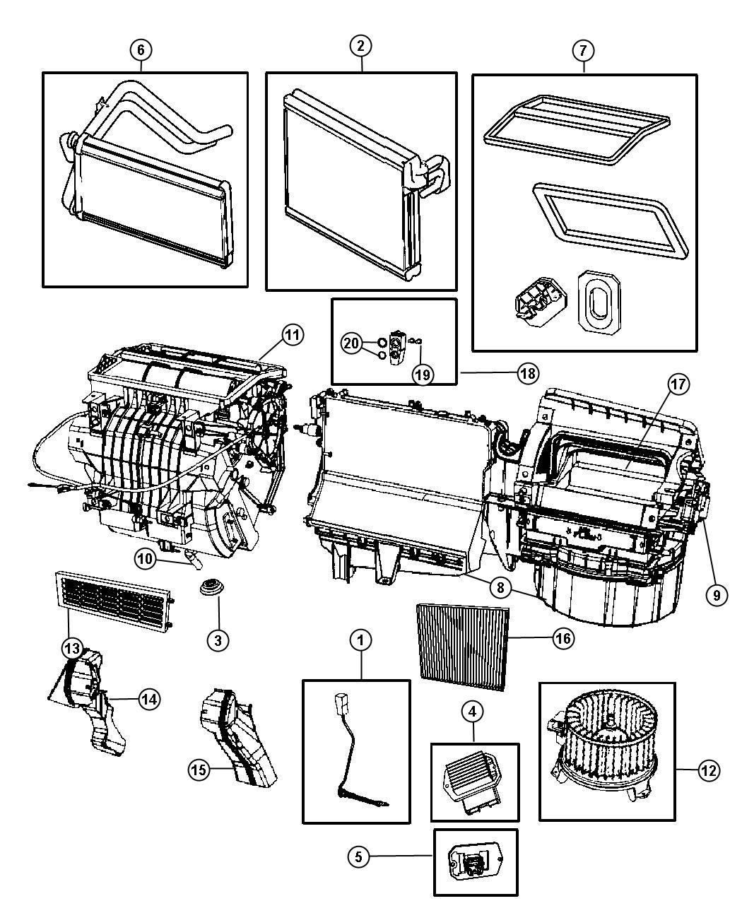 Diagram A/C and Heater Unit [2nd Row Overhead 9" VGA Video Screen]. for your 2002 Chrysler 300  M 