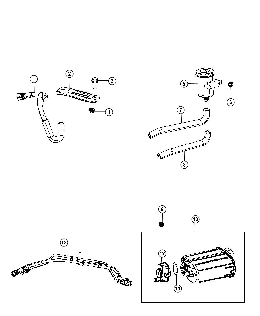 Diagram Vapor Canister and Leak Detection Pump. for your Jeep Wrangler  