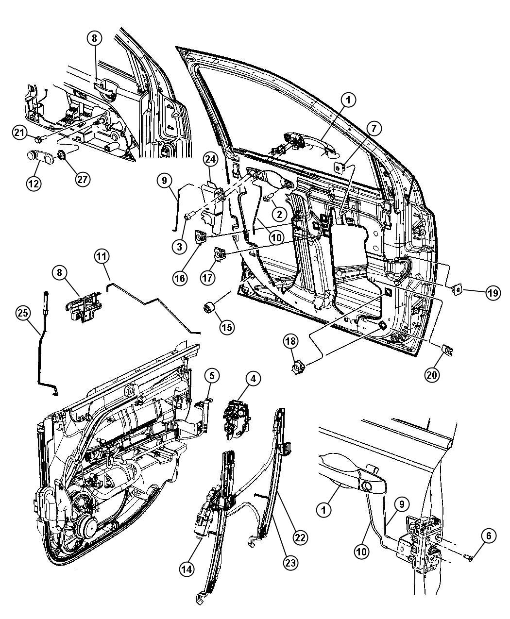 Diagram Front Door, Hardware Components. for your 2018 Jeep Wrangler   