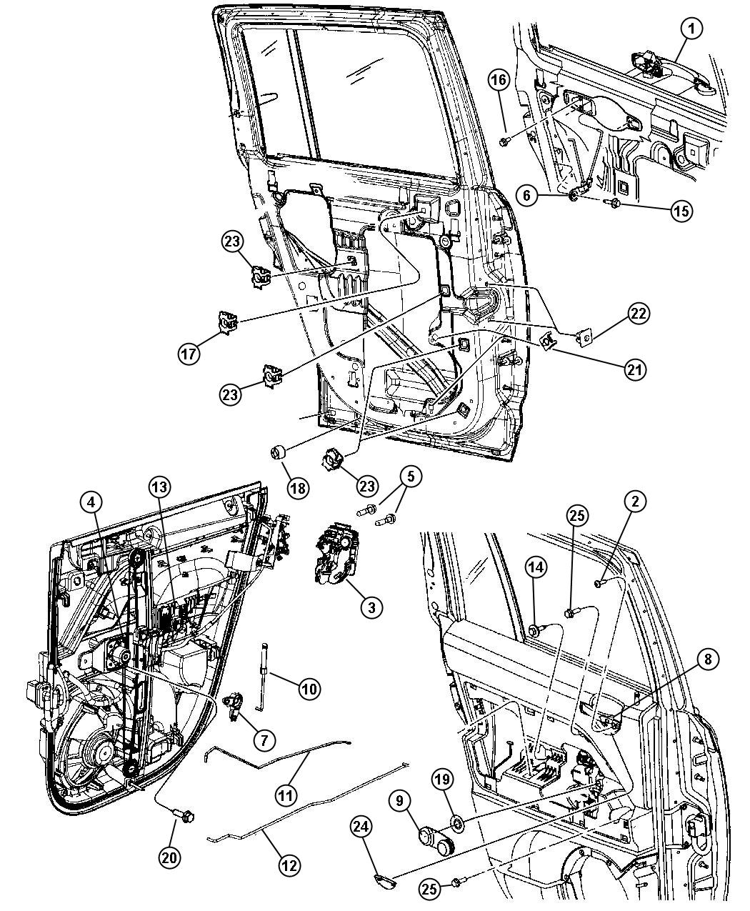 Diagram Rear Door, Hardware Components, Patriot. for your 2019 Jeep Wrangler   