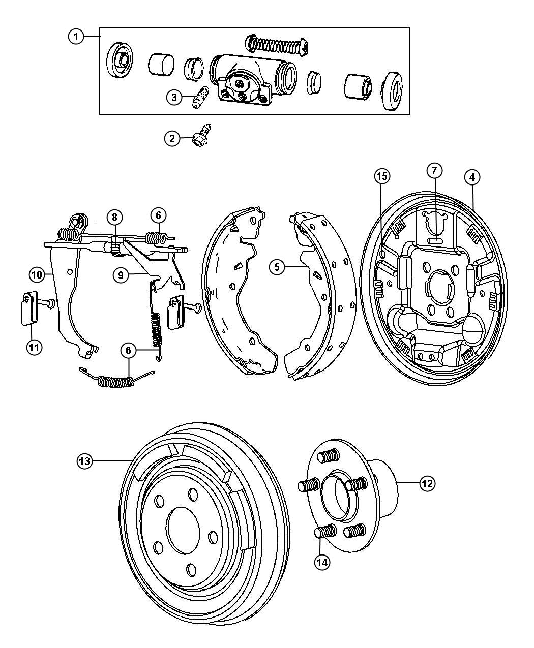 Diagram Brakes, Rear, Drum. for your Dodge