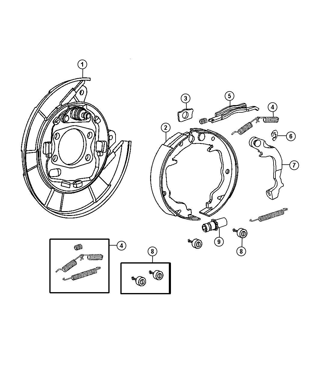 Diagram Park Brake Assembly,Rear Disc, Rear Drum. for your Chrysler 300  M