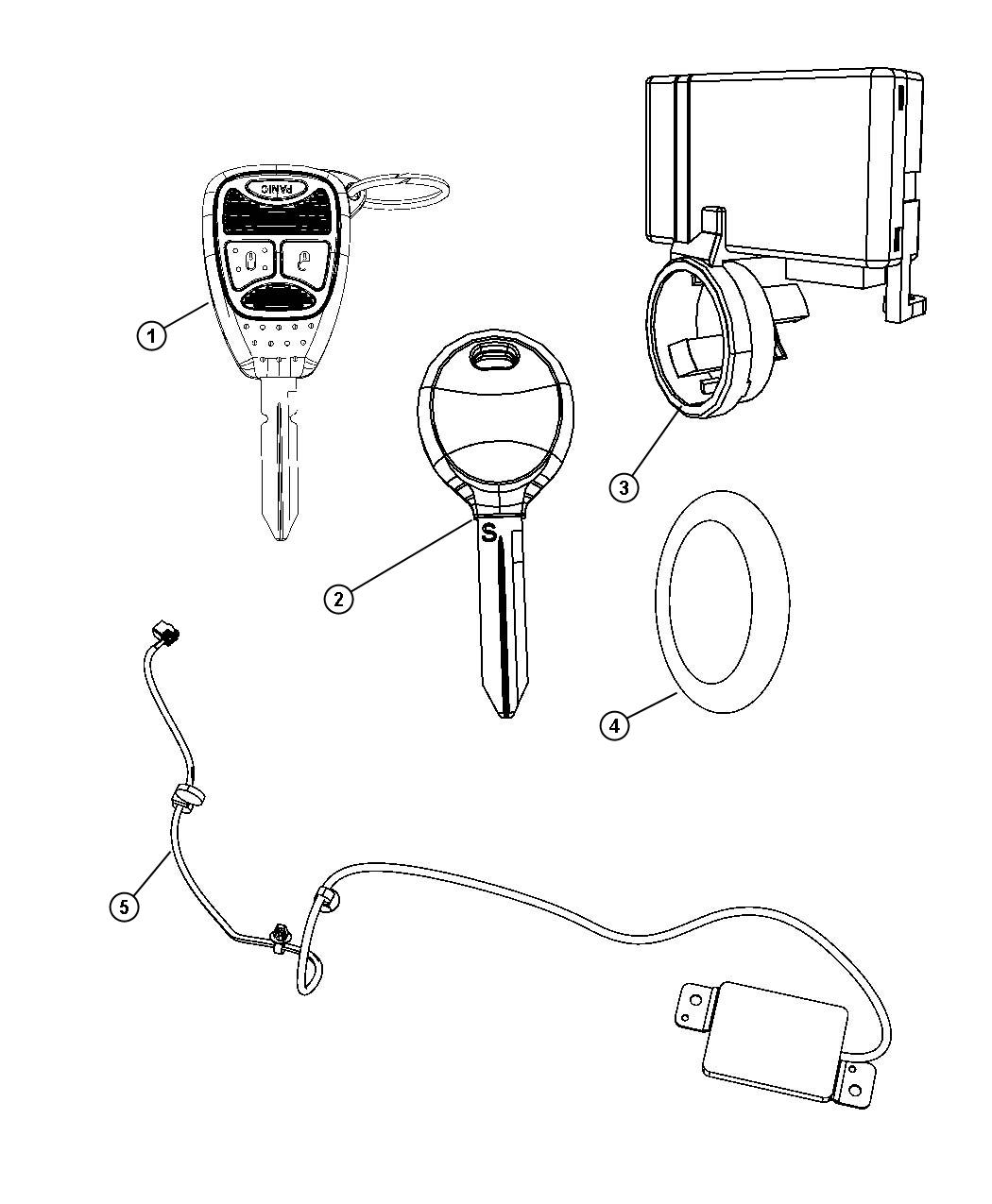 Diagram Receiver Modules, Keys, and Key FOBS. for your 2002 Chrysler 300  M 