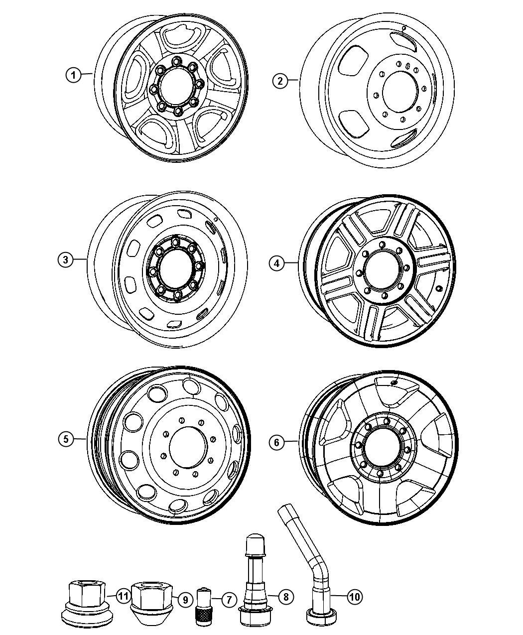 Diagram Wheels and Hardware. for your Ram 3500  