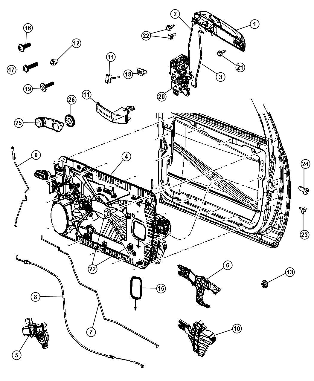 Diagram Front Door, Hardware Components. for your 1999 Chrysler 300  M 