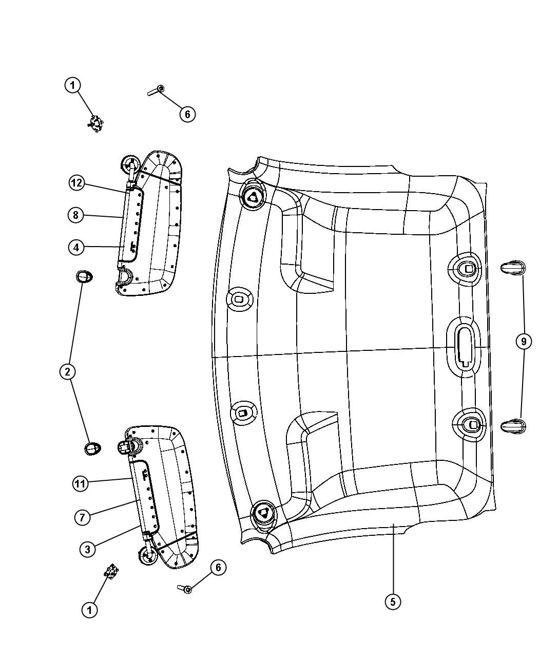 Diagram Headliners and Visors. for your Chrysler 300  M