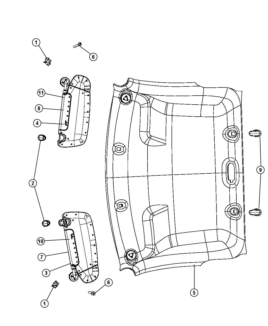 Diagram Headliners and Visors. for your Chrysler 300  M