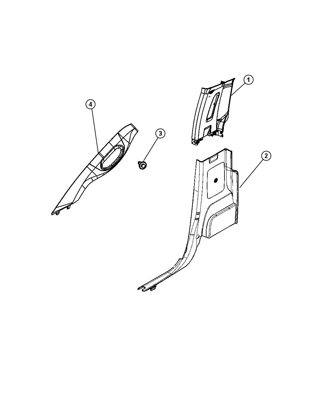 Diagram Interior Moldings and Pillars, Standard Cab. for your Dodge Ram 1500  