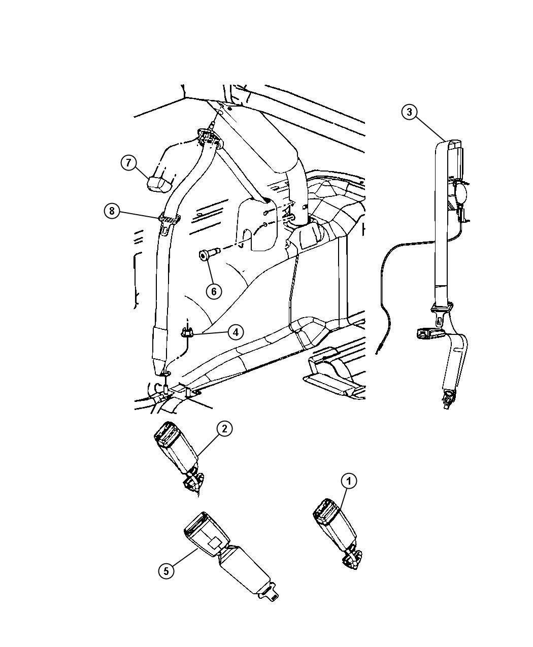 Diagram Seat Belt Second Row. for your 2003 Chrysler 300  M 