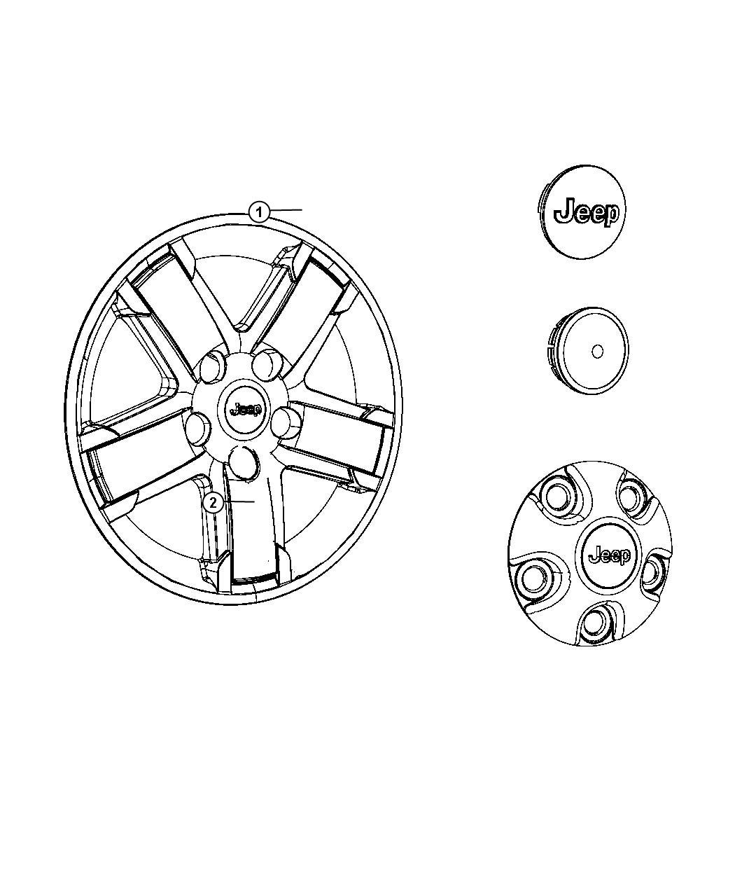 Diagram Center Caps. for your 1998 Jeep Wrangler   