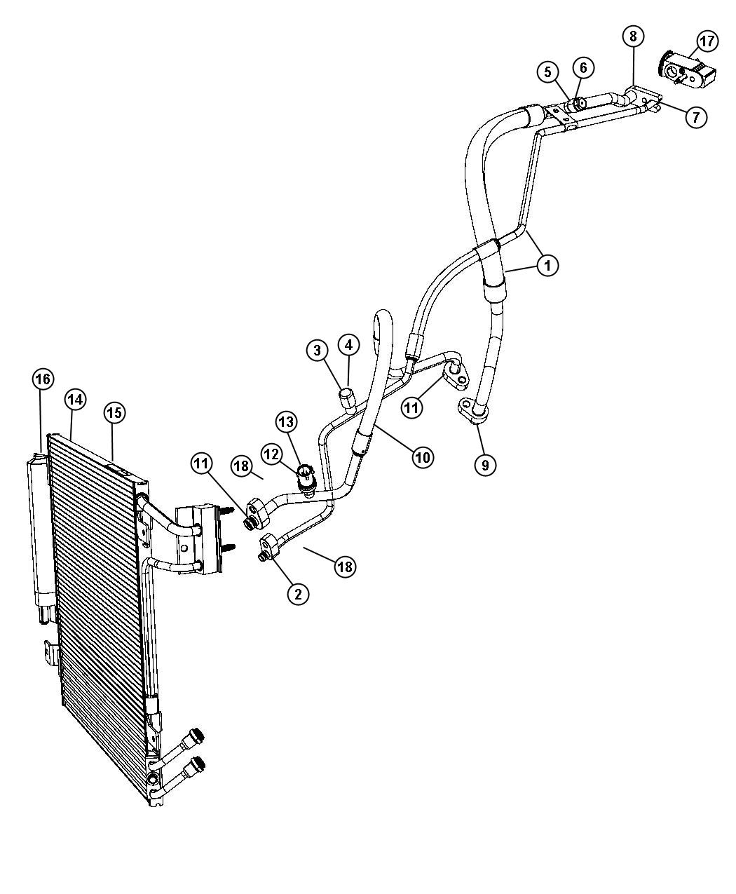 Diagram A/C Plumbing. for your 2001 Jeep Wrangler   