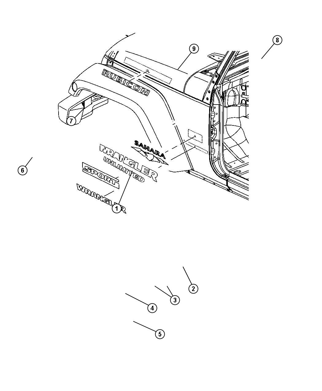 Decals and Tape Stripes. Diagram