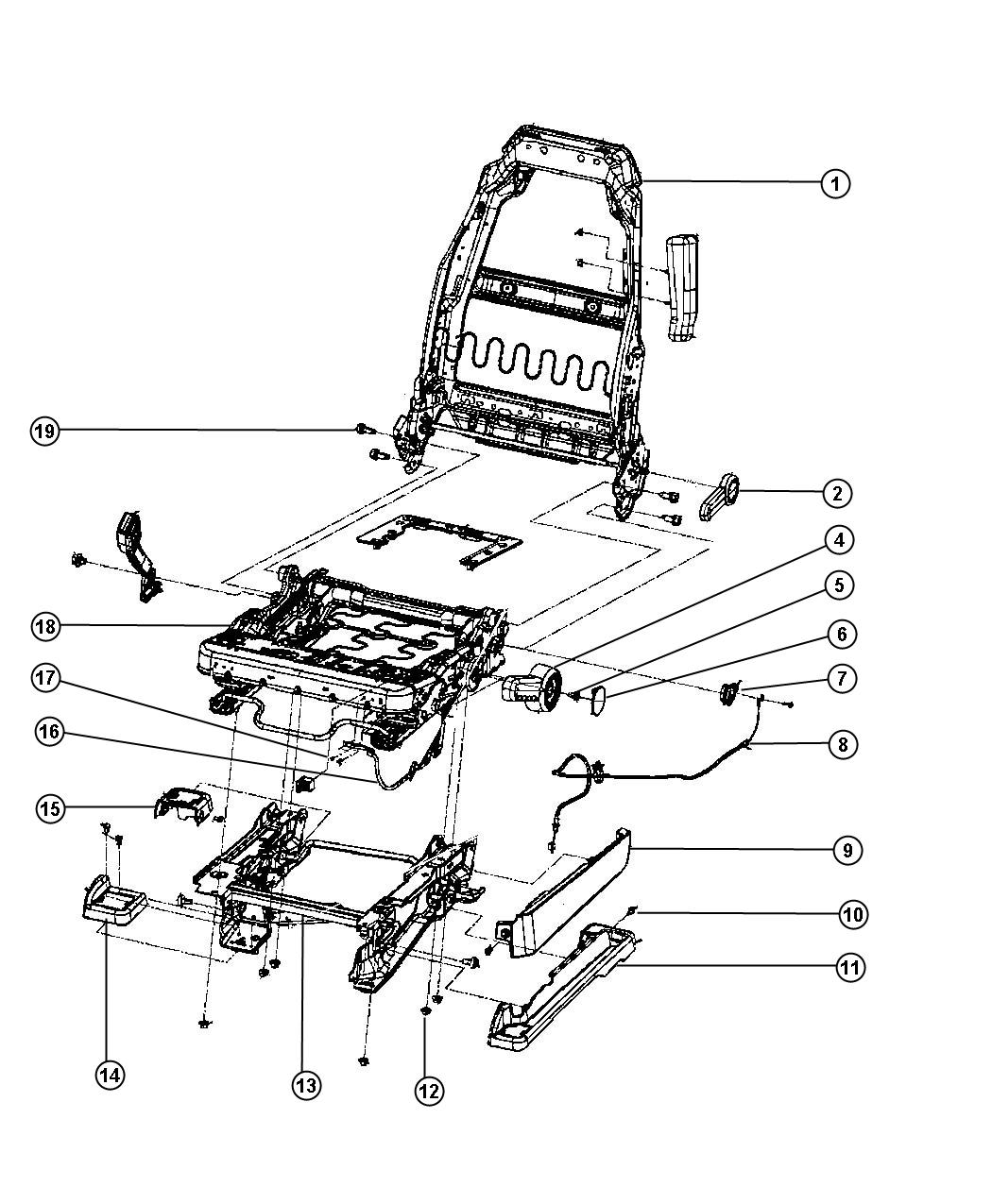 Diagram Adjusters, Recliners and Shields - Driver Seat - 72 Body. for your Jeep