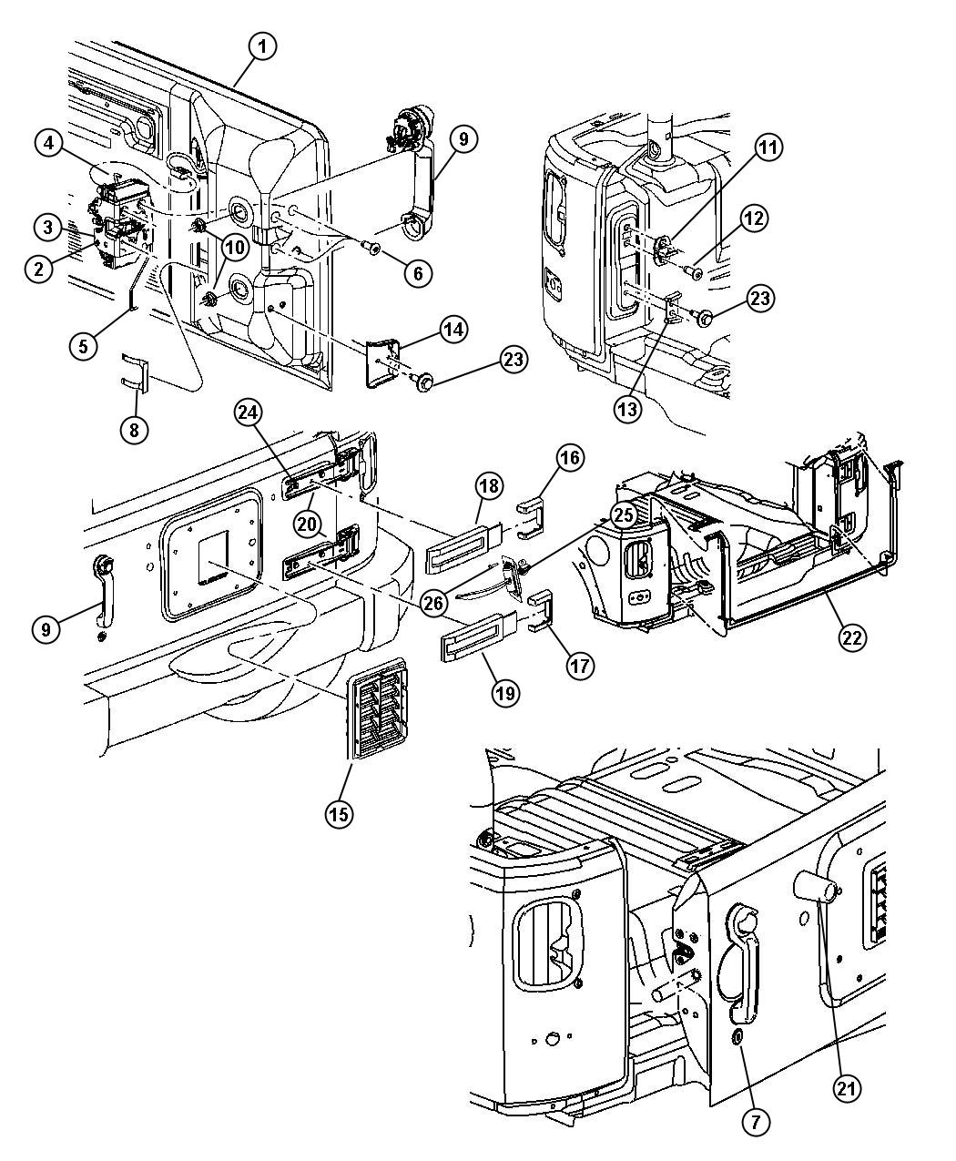 Tailgate - Jeep. Diagram