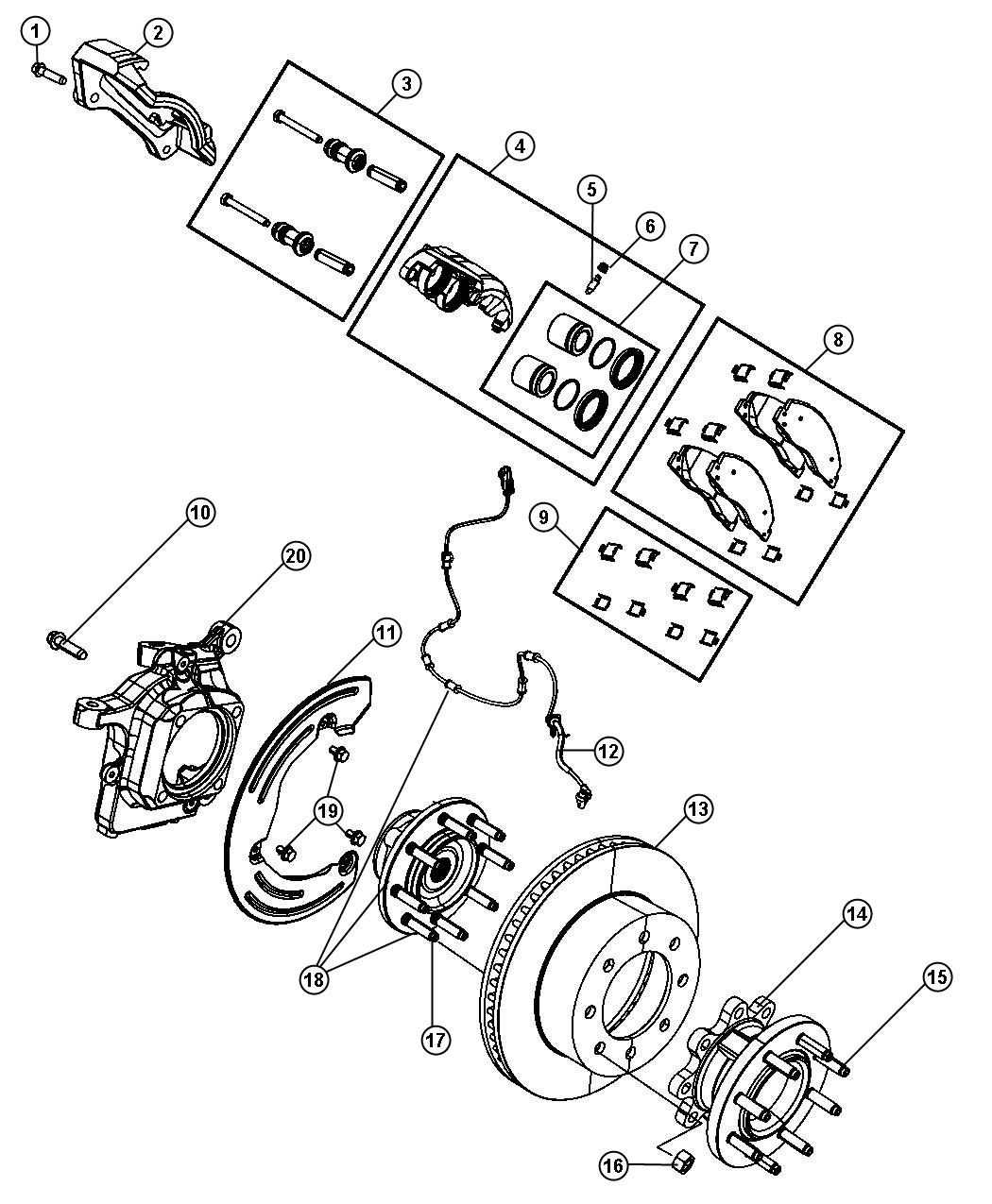 Diagram Brakes Front. for your 2004 Chrysler 300  M 