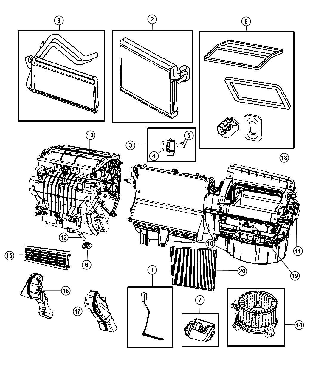 Diagram A/C and Heater Unit [2nd Row Overhead 9" VGA Video Screen]. for your 2002 Chrysler 300  M 