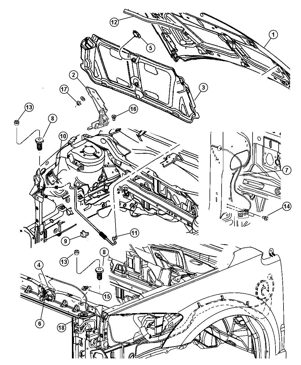 Diagram Hood and Related Parts. for your 2019 Jeep Wrangler   