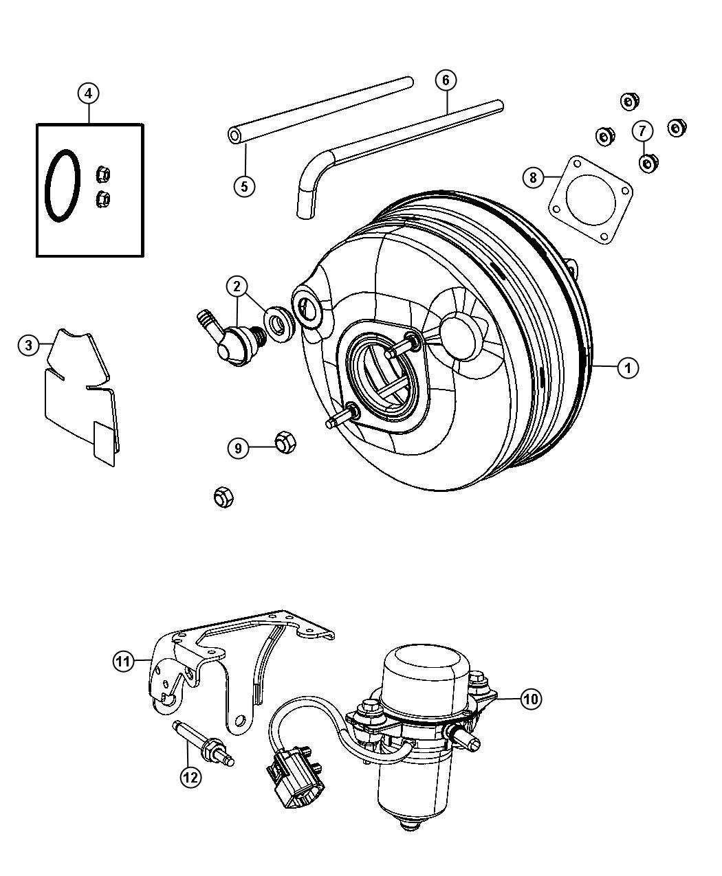 Diagram Booster and Pump, Vacuum Power Brake. for your 2000 Dodge Grand Caravan   