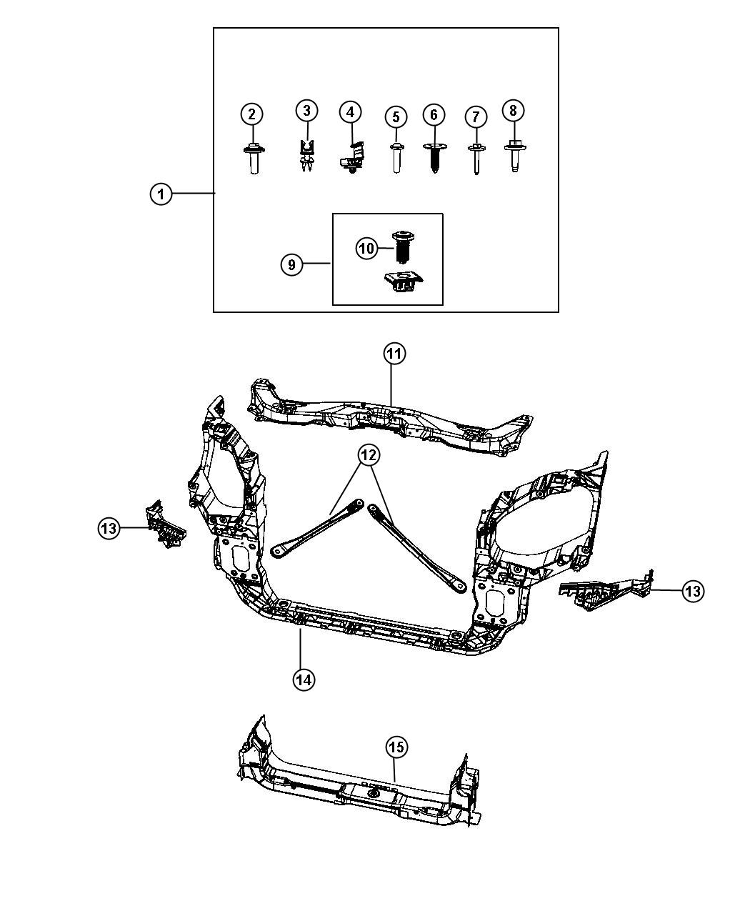 Diagram Radiator Support. for your Jeep Wrangler  