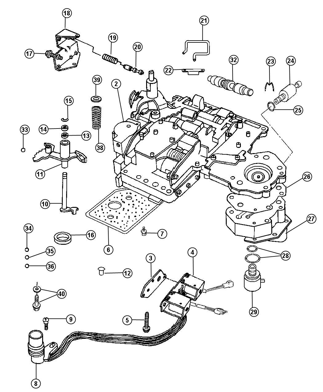 Diagram Valve Body And Related Parts. for your Dodge Ram 2500  