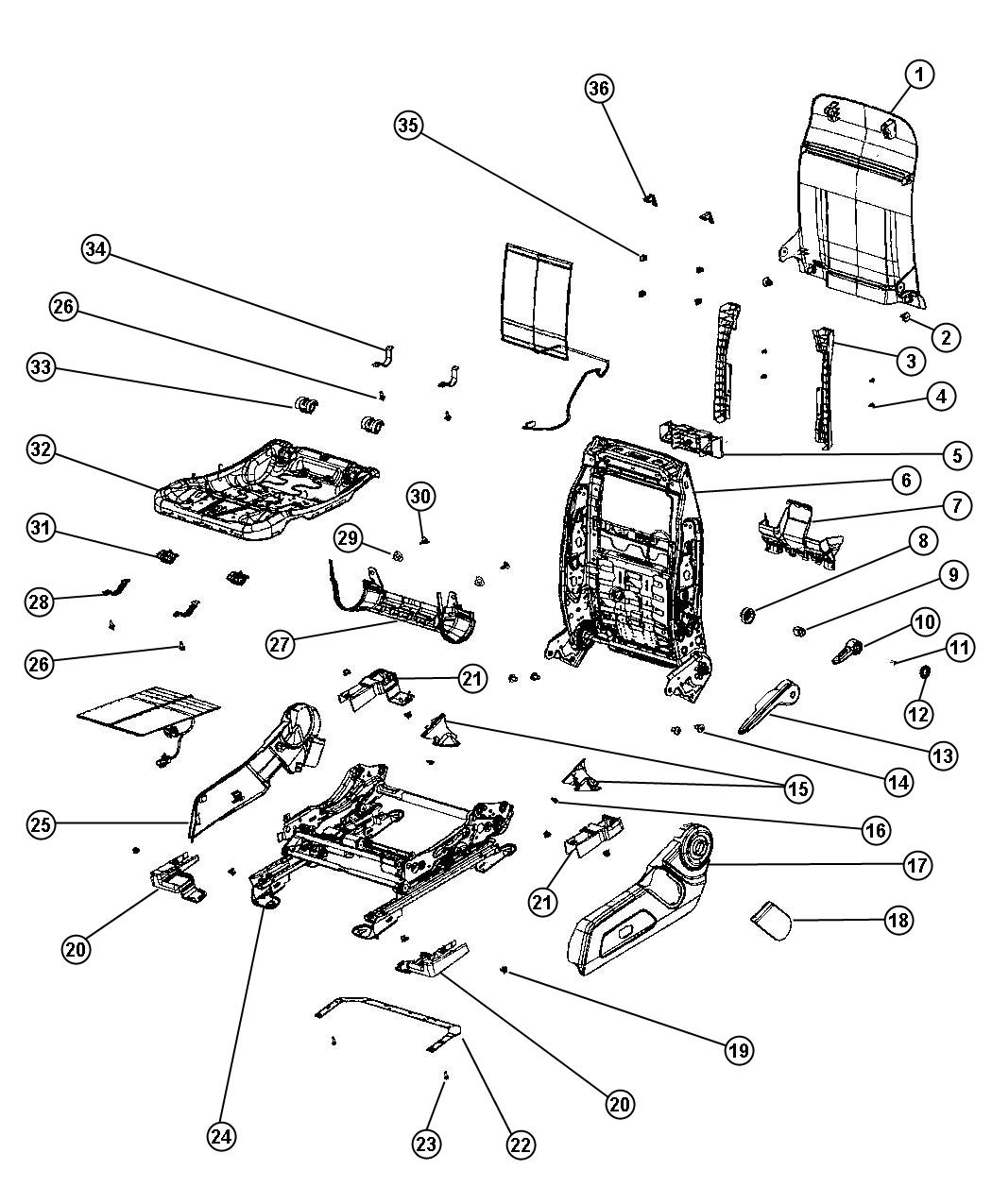 Adjusters, Recliners and Shields - Driver Seat - Power. Diagram