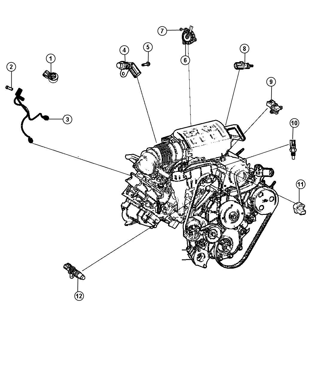 Diagram Sensors, Engine. for your 2012 Chrysler 200   