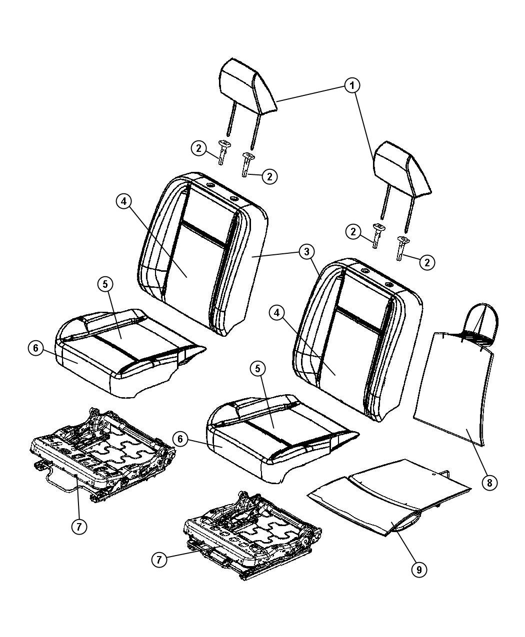 Front Seat - Bucket - Trim Code [No Description Available]. Diagram