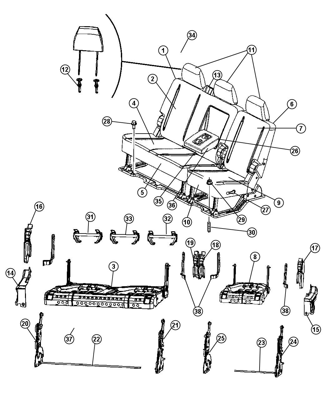 Mega Cab - Split Seat - Trim Code [No Description Available]. Diagram