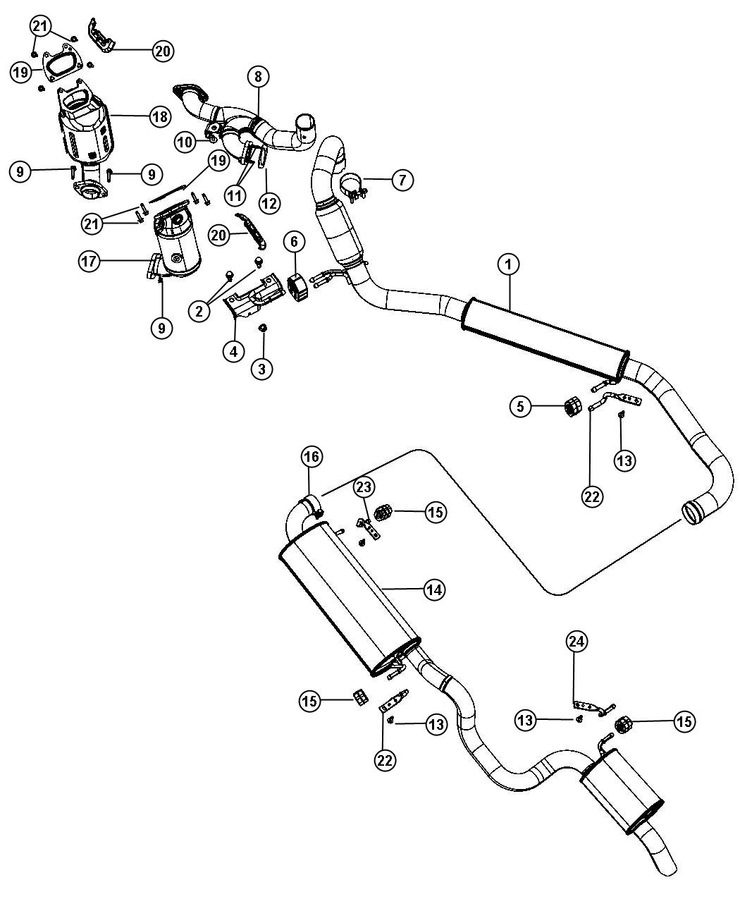 Diagram Exhaust System 3.6L [3.6L V6 VVT Engine]. for your 1998 Dodge Grand Caravan   