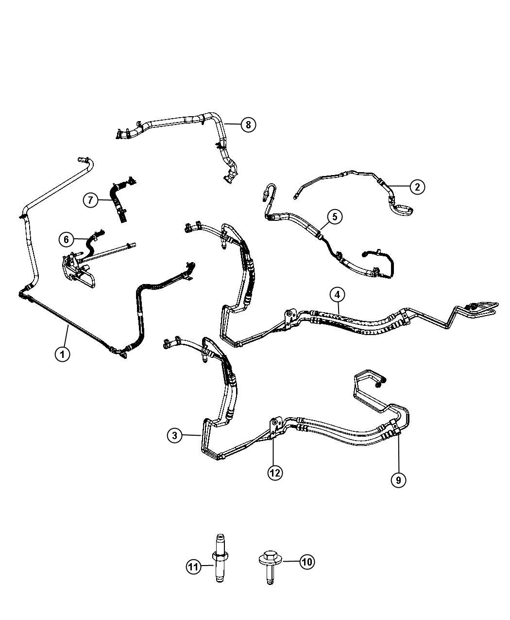 Diagram Power Steering Hoses. for your Dodge Grand Caravan  