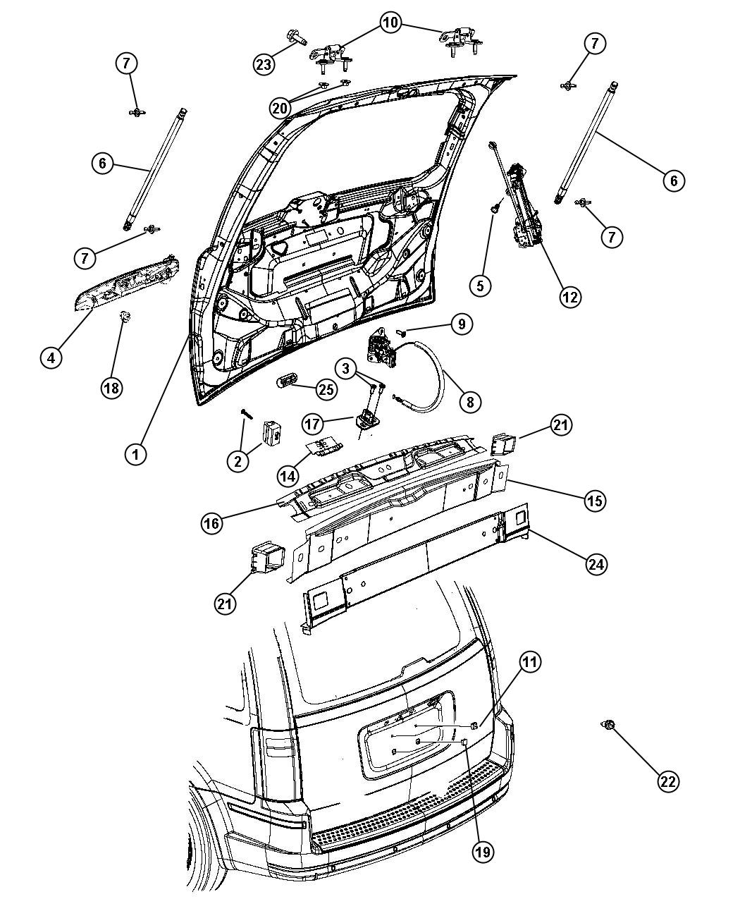 Diagram Liftgates. for your 2006 Jeep Grand Cherokee   